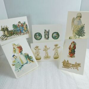 Vintage Christmas Card Set, envelopes OLD SALEM Museum Lithograph Quality NOS